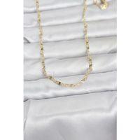 CM 14K Gold Renk Lazerli Gemici Zincir Model 60 cm Kadın Kolye