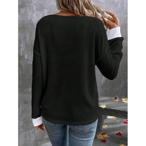 Kadın Uzun Kollu V Yakalı Waffle Bluz