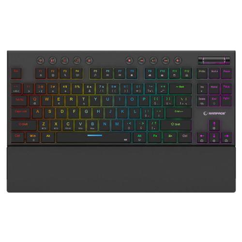 RAMPAGE BERU, Siyah, 2.4Ghz ve Bluetooth Kablosuz, RGB Lighting, RED Mekanik Switch, ABS Case, 1000mAh Bataryalı Gaming Klavye