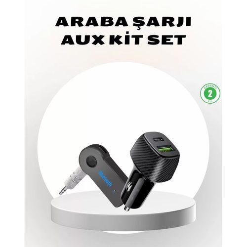 Bluetooth Aux Çevirici Ve Pd Destekli Araç Şarj Cihazı 2’li Set