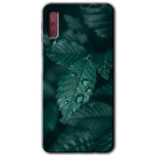 Galaxy A7 2018 Kılıf HD Desen Baskılı Arka Kapak - Yağmurlu Yaprak + Kırılmaz Cam