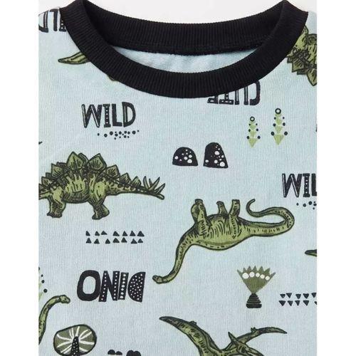 4/10 Yaş Dino Baskılı Pamuk Penye Çocuk Pijama Takımı
