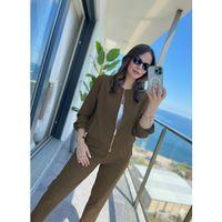 Kadın Uzun Kollu önden Fermuarlı Modal Ceket Ve Pantolon Ikili Takım