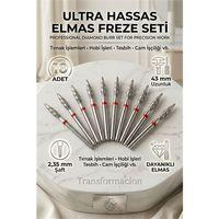 10'lu Ultra Hassas Elmas Freze Ucu - Kuru Manikür, Tırnak, Hobi, Gravür Seti 243LX/021R 723100