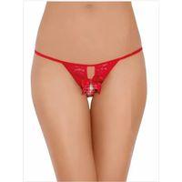Fantezi Arkası Açık Fiyonklu Kırmızı Dantel String - Tanga