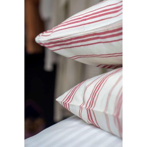 Kırmızı Vintage Çizgili Flanel 2'li Yastık Kılıfı 50X70