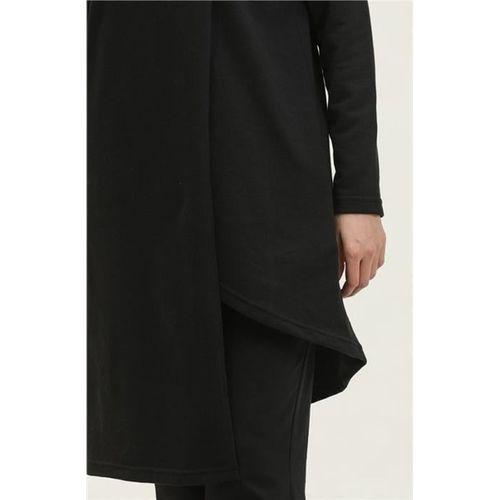 Kruvaze Bisiklet Yaka Sade Basic Tunik Panolon İkili Takım - 03076.003 - Siyah