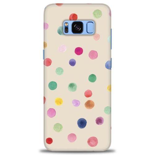 Samsung Galaxy S8 Plus Kılıf HD Baskılı Kılıf - Renkli Puantiye + Tam Ekran Koruyucu