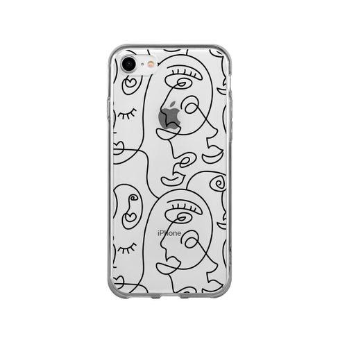iPhone SE Face Art Desenli Premium Şeffaf Silikon Kılıf