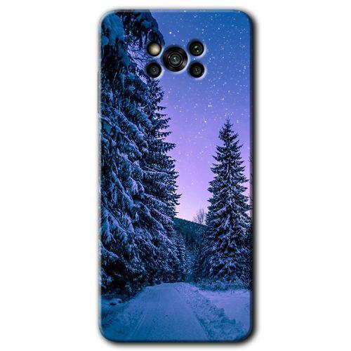 Poco x3 NFC Kılıf Baskılı Kapak - Kış Manzarası + 5D Tam Kaplayan Cam