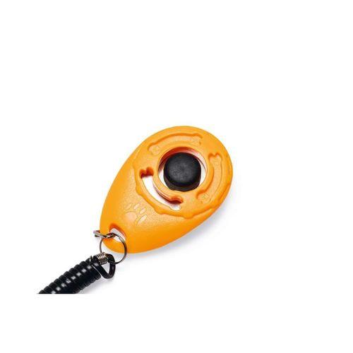 Beeztees Köpek Eğitim Klikırı, Karabina ve Bağlama Kordonlu, Turuncu, 6x4x1,7cm