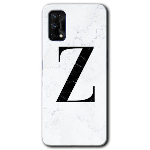 Realme 7 Pro Kılıf HD Desen Baskılı Arka Kapak + Temperli Cam - Beyaz Mermer Desenli Z Harfi