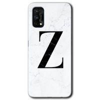 Realme 7 Pro Kılıf HD Desen Baskılı Arka Kapak + Temperli Cam - Beyaz Mermer Desenli Z Harfi
