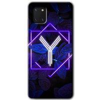Samsung Galaxy Note 10 Lite Kılıf Baskılı Kapak - Dark Neon Yaprak Y Harfi +Tam Kaplayan Mat Seramik