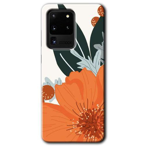 Galaxy S20 Ultra Kılıf HD Desen Baskılı Arka Kapak - Portakal Çiçeği + Kırılmaz Cam