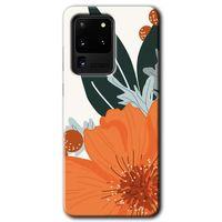 Galaxy S20 Ultra Kılıf HD Desen Baskılı Arka Kapak - Portakal Çiçeği + Kırılmaz Cam