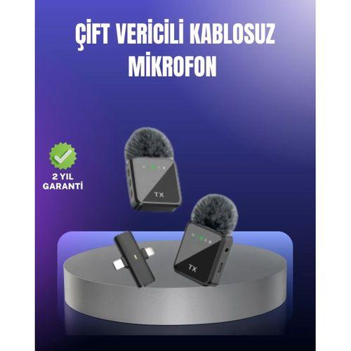 Vlog Podcast Ve Röportajlar İçin Kablosuz Çift Yaka Mikrofon
