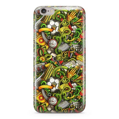 Apple iPhone 6 Plus - 6S Plus Kılıf Futbolcu Doodle Arka Kapak Koruma Desenli Full Koruyucu