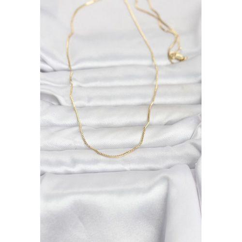 CM 14K Gold Renk İnce Kare Zincirli Model 60 cm Kadın Kolye