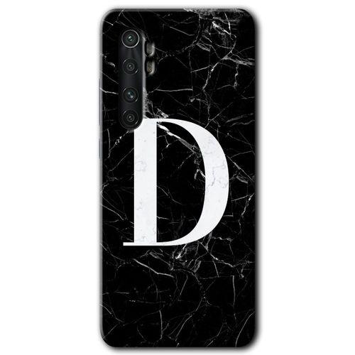 Xiaomi Mi Note 10 Lite Kılıf HD Desen Baskılı Arka Kapak - Siyah Mermer Desenli D Harfi