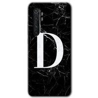 Xiaomi Mi Note 10 Lite Kılıf HD Desen Baskılı Arka Kapak - Siyah Mermer Desenli D Harfi