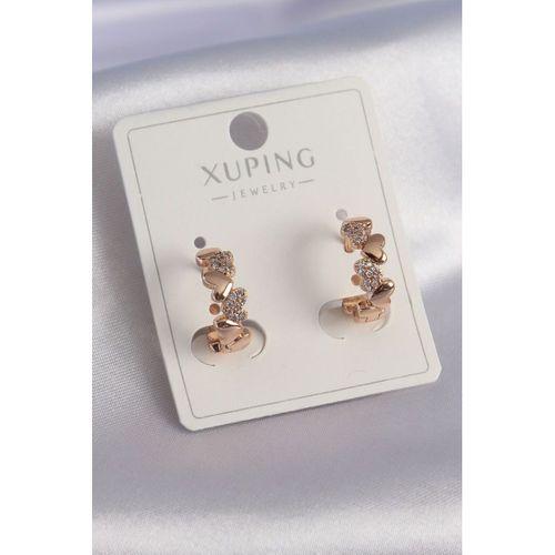 Gold Renk Zirkon Taşlı Kalp Model Xuping Kadın Küpe