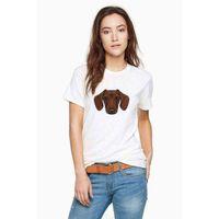 Dog Head Köpek Baskılı Beyaz Kadın Tshirt