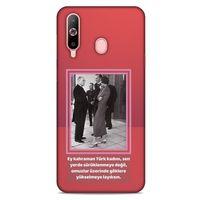 Samsung Galaxy A60 Kılıf Atatürk (5) Koruma Kabı Açık Kırmızı