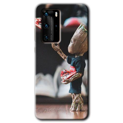 MRCİLETİSİM Huawei P40 Pro Kılıf HD Desen Baskılı Arka Kapak + Temperli Cam - I am Groot