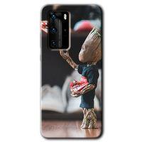 MRCİLETİSİM Huawei P40 Pro Kılıf HD Desen Baskılı Arka Kapak + Temperli Cam - I am Groot