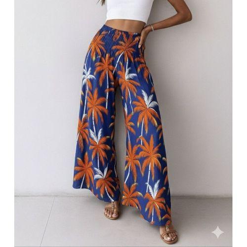 Kadın Yüksek Bel Lastikli Desenli Süprem Pantolon