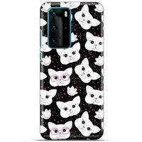 Lopard Huawei P40 Pro Uyumlu Kılıf Kediler (30) Silicone Case Patiler