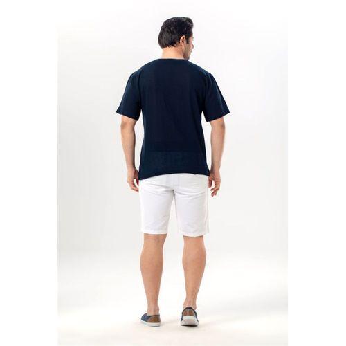 Kısa Kol Şile Bezi Bisiklet Yaka Bahriyeli Erkek Yazlık T-shirt Lacivert Lcvt