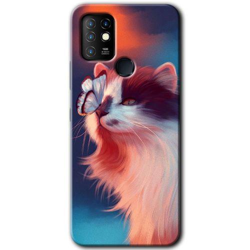 İnfinix Hot 10 Kılıf HD Desen Baskılı Arka Kapak - Cat Butterfly