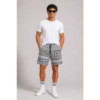 Erkek Dokuma Etnik Desenli Şort Lastikli Bel Bağcıklı Cepli Yazlık Rahat - Gri