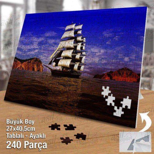 Kayalıklar -gökyüzü- Deniz -gemi -yelken Yapboz -ayak Destekli Çerçeveli 240 Parça Puzzle
