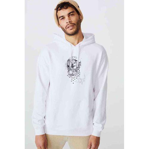 Laika First Dog In Space T Baskılı Beyaz Erkek Kapşonlu Sweatshirt
