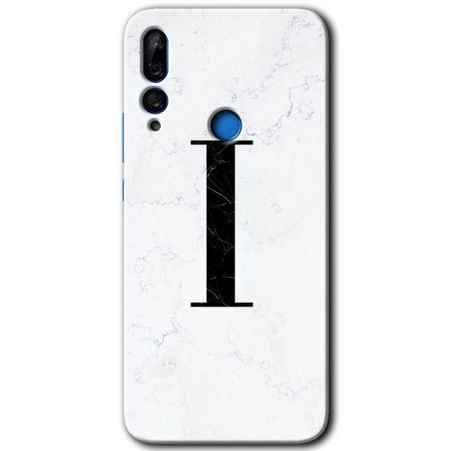 Potkal Hediye Fabrikası Huawei Y9 Prime 2019 Kılıf HD Desen Baskılı Arka Kapak - Beyaz Mermer Desenli I Harfi