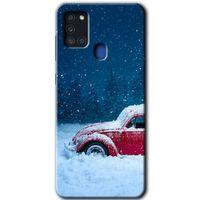 Samsung Galaxy A21s Kılıf Baskılı Kapak - Karlı Vosvos + 5D Tam Kaplayan Cam