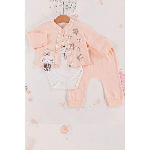 Lovely Yıldız Desenli 3'lü Hırkalı Kız Bebek Takım
