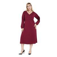 Melsay Butik Bordo Taş Baskılı Kruvaze Yaka Modal Elbise