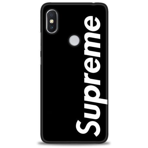 Xiaomi Redmi Note 6 Pro Kılıf HD Baskılı Kılıf - Supreme Siyah + Tam Ekran Koruyucu