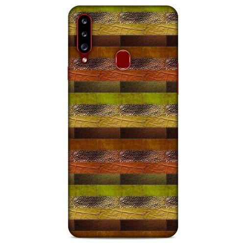 Samsung Galaxy A20s Kılıf Patchwork (48) Bumper Kılıf Kahve Yeşil