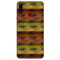 Samsung Galaxy A20s Kılıf Patchwork (48) Bumper Kılıf Kahve Yeşil