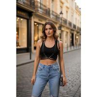 Siyah Kadın Kemer Zımba Detaylı Deri Vücut Kemeri - Brf199