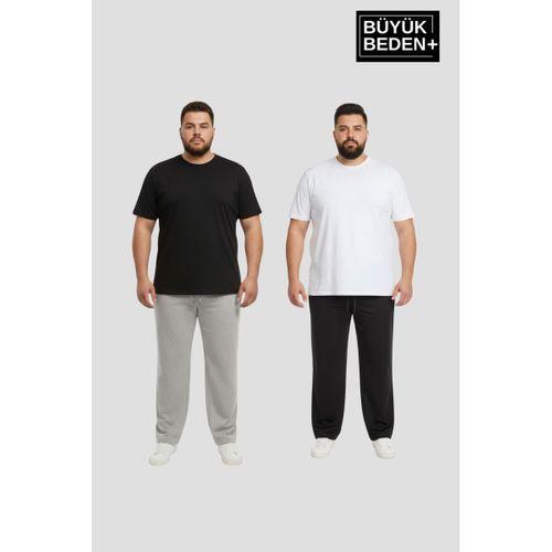 Erkek Büyük Beden Paça Reçme İnce Eşofman Altı 2’li Set – Rahat Kalıp SPR26BEA952+2