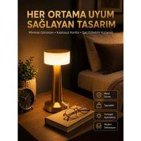 Kablosuz Renkli Masa Ve Gece Lambası Altın Rengi Dokunmatik Led Lamba