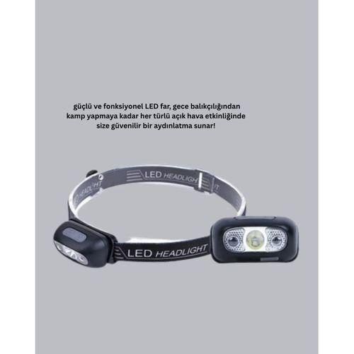 Ipx5 Su Geçirmez Şarjlı Led Kafa Feneri | Hareket Sensörlü, Ayarlanabilir 60° Far