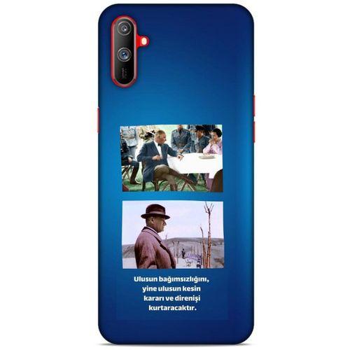 Oppo Realme C3 Kılıf Atatürk (6) Silikon Kılıf Koyu Mavi