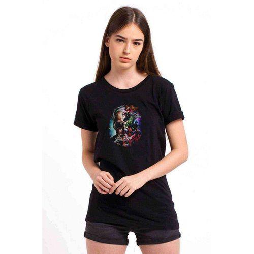 Marvel Stan Lee Brush Baskılı Siyah Kadın Tshirt